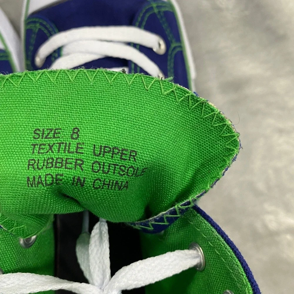 FOCO Dallas Mavericks High Top Big Logo Canvas Shoes Mens 8 Navy Green White NBA